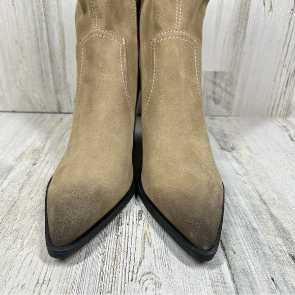 NEW BP. Surina Tan Suede Leather Block Heel Western Ankle Boots #788 - Picture 6 of 12